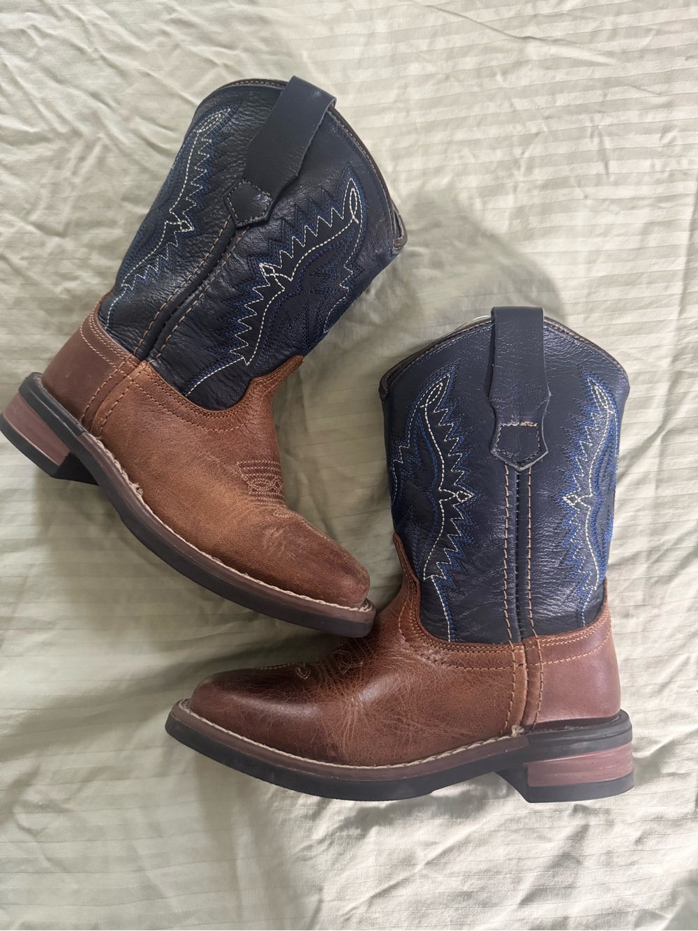 J.B. Dillon Brown and Navy Kids Western Boots